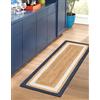 Aizza Trends Tappeto indiano fatto a mano intrecciato blu navy e bianco Boder in iuta naturale, tappeto in iuta, sala da pranzo, soggiorno, dimensioni 78 cm x 180 cm