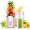 KUWUNG Frullatore portatile, 400 ml, portatile, con bicchiere di ricambio, ricaricabile, USB, frullatore per frullati da go, piccolo con 6 lame, mini frullatore per frappè, succhi di frutta, frullati