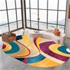 Rururug Tappeto Soggiorno Cucina, Camera da letto decorazioni casa,Fucsia Arancione Giallo Blu Beige Bianco Geometrico Moderno,Fuchsia,Oval 120 x 190 cm