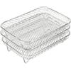 Tuwyii Griglie per Friggitrice ad Aria 3 Strati Impilabili, Cestello in Acciaio Inox 304 per Disidratatore, Accessori Multiuso per Friggitrice/Forno (20x15x10 cm) - Facile da Pulire (Rettangolo)
