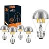 KOOYWAN E27 Lampada a LED in vetro d'argento A19 testa argentata a specchio 5PCS
