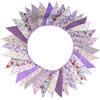 WAZUBC Bandierine triangolari floreali vintage, 10 m, in cotone, per tè pomeridiano, compleanni, feste in giardino (viola)