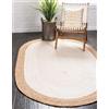 Aizza Trends Tappeto indiano fatto a mano in iuta naturale con interno intrecciato, per sala da pranzo e soggiorno, ovale, 69 cm x 120 cm