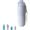 Mablik® Bottiglia Pipi Cani Silicone 450 ml, Colore Grigio Chiaro. Bottiglia per cani Strada, pieghevole e portatile, antigoccia, resistente, getto a pressione. con moschettone e elastico. (Grigio 450