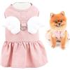 SMALLLEE_LUCKY_STORE Angel Wing vestito,set di pettorina per cani con anello a D, gonna per cuccioli, abbigliamento estate per animali di piccola taglia Yorkie Chihuahua, rosa, L