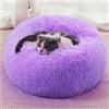 HUAXIQUE Cuccia per Cani e Gatti Lettino cuscino ciambella morbida per Cani di Piccola e Media Taglia per Gatti Rotonda in caldo Peluche Lettino nido peluche rotondo per Gatto e Cane 60x60x20cm Viola