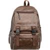 Fuaihui Zaino da viaggio in pelle PU, impermeabile, leggero, con scomparto per laptop da 15,6 pollici, per università, tempo libero e viaggi brevi, marrone, Di medie dimensioni, Zaino daypack