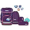 ergobag cubo light Bundle Set AW25/26, zaino scolastico ergonomico, extra leggero, set da 6 pezzi, 860 g Pearl DiveBear - Lilla
