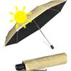 Knirps Ombrello tascabile Slim Duomatic con apertura automatica, Luxury Gold - Black Heatshield - Protezione UV e calore, 90 cm