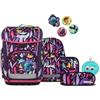 ergobag cubo light Bundle Set AW25/26, zaino scolastico ergonomico, extra leggero, set da 6 pezzi, 860 g JungleBear - Lilla