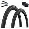 maxxi4you Schwalbe G-One Comp Plus, 2 pneumatici in filo metallico Active PunctureGuard Green Compound E-25 nero + Reflex 45-622 (28 x 1,70) + 2 camere d'aria Schwalbe AV17 con leva pneumatici maxxi4you