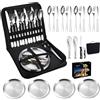 Yixinly Set di stoviglie da campeggio per 4 persone, 20 posate da campeggio, 4 persone, in acciaio inox, posate da campeggio con cucchiaio, forchetta, coltello, piatto clip per campeggio, picnic,