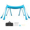 VEVOR Tenda Parasole da Spiaggia Protezione Solare UPF 50+ Portatile 3x3x2 m, Tenda da Spiaggia Parasole con Sacchi di Sabbia Ancoraggio Pali di Supporto, per Campeggio Viaggio Pesca, Blu