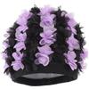 TOYANDONA Cuffia da Nuoto Donna Design Retrò con Decorazione Floreale Tridimensionale Elastica e Adatta per Capelli Lunghi Colore Nero