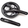 ReachMall Guarnitura per bici 28/38/48T, 170 mm in acciaio e alluminio per 7/8/9 velocità, 64/104 BCD, adatta per movimento centrale con foro quadrato da 120-124 mm, nero