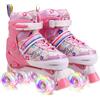 LrpoIv Pattini a Rotelle Bambina Regolabili Pattini A Rotelle per Bambini Pattini Quad con Ruote Luminose 4 misure regolabili per Ragazze, Ragazzi e Principianti(purple, L(39 42))