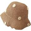 MAQDDO Cappello da Pescatore con Decorazione Floreale Intrecciata 1 Pezzo Estivo Sole in Paglia for Il Tempo Libero Fresco for Protezione Solare All'aperto per Viaggio(Khaki)