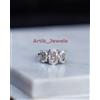 Ovale Moissanite Con 14K Placcato Oro Bianco Argento Tre Pietra Anello per Donna
