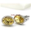Artik Jewels Naturale Citrino & Cz Gemma Con 14K Placcato Oro Bianco Argento Gemelli #709