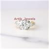 Moissanite Rotonda Con 14K Argento Placcato Oro Tre Pietra Anello per Donna #301