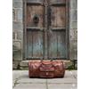Borsa Uomo Vintage In Pelle Duffle Da Viaggio Grande Marrone Nuova 24x9x9 in