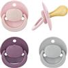 BABY-NOVA babynova Ciuccio Rotondo in Lattice per Neonati da 6 a 24 mesi - Set di 4 Ciucci Rotondi per Capezzoli con Forma di Ciliegia Lattice Gomma Naturale Senza BPA - Rosa & Grigio