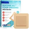 CiAIplw Medicazione Adesiva in Schiuma di Silicone con Bordo 10 cm x 10 cm (Tampone 6.5 cm x 6.5 cm), Cerotto Impermeabile e Assorbente per Ferite Essudanti, 5 pcs