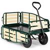 Waldbeck Ventura - Carretto a Mano, Gomme Extra Larghe: 9 cm, Pareti Pieghevoli in Wood-Plastic-Composite, Superficie di carico: 50 x 100 cm/0,5 m², Altezza Telaio: 32 cm, Verde Scuro