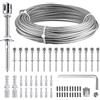 Kotsy Supporto per piante rampicanti 24 m, kit completo in acciaio inossidabile T316 con 16 supporti da parete e corda da 3 mm