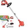 YouseaHome Tagliaerba a batteria con batteria, 21 V, batteria elettrica, decespugliatore e decespugliatore per prato, tagliaerba elettrico, tagliabordi, fresa da giardino per giardino, rifinitura, rosso