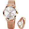 Raitown Orologio Donna in Acciaio Inossidabile, Quarzo Analogico, Oro Rosa