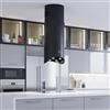 Gurari Cappa a isola 40 cm GCH P 893 BL Diamond - Cappa aspirante nera opaca - Cappa a isola di design con linea d'onda - Motore BLDC 850 m³/h - Telecomando - Aspiratore/ricircolo - Classe energetica
