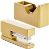 Paper Junkie Gold Office - Set di cucitrice e dispenser per nastro adesivo, 2 pezzi, colore: Oro opaco