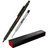 rOtring Penna a sfera 600, punta media, inchiostro nero, fusto verde, ricaricabile + ricarica per penna aggiuntiva BLK