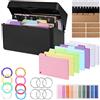 Zyluniy Flashcards, Flash Card Cartoncini, Multicolore Carte Indice Schede Record Include 150 Cartoncini Colorati a Righe 15 Registri 6 Anelli 6 Adesivi per Studio l'Apprendimento in Ufficio a Scuola