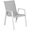 DRW Sedia da esterno impilabile in alluminio e textilene, bianco e grigio, 90 x 55 x 73 cm