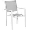 DRW Sedia da esterno impilabile in alluminio e textilene in bianco e grigio, 86 x 50 x 60 cm