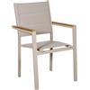 DRW Sedia imbottita in alluminio e textilene color crema, 86 x 50 x 60 cm