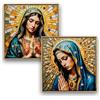 DRW Set 2 quadri quadro vergine pregando glitter con cornice dorata 42x2x42 cm