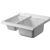 Negrari Bi-Vasca ad appoggio in termoformato per Lavatoio, Resistente all'umidità, Resistente agli acidi di uso comune, Kit di scarico incluso, Interno e Esterno, L75 x P60 x H30 cm, Bianco