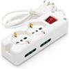 VELAMP - Ciabatta Multipresa Piatta a Presa Multipla (2 Prese Schuko + 10/16A e 4 Prese 10/16A), Ciabatta Elettrica Multipresa con Spina 16A, Cavo 1m, Interruttore Luminoso, Presa Sicura - Bianco