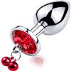 Yagaspantery Anal Butt Plug Metall, Anale Piastra Metallica,Butt Plug con Campanello e Diamanti,con Campanelle per Stimolare il Massaggio del Culo,per Uomo Donna Principianti Giocattoli del Sesso,Rosso