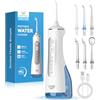 JTF Irrigatore Orale Senza Fili, 300 ML Idropulsore Dentale Portatile, 3+1 Modalità Professionale Elettrico Water Flosser per Pulizia Denti, Impermeabile IPX7 per Viaggi a Casa di salute orale（Bianco）