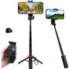 RDTOK Bastone Selfie Treppiede Bluetooth 4 in 1 con Funzione Zoom,Cavalletto per Smartphone Formato Tascabile,Alluminio,Treppiede Smartphone,Rotazione 360° per iPhone 17 16 15,Samsung S26 S25,Vlog (Nero)
