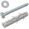 AERZETIX - Kit di 4 tasselli con flangia Ø14x75 mm in nylon con alette + 4 viti tirafondo Ø10x80 mm + 4 rondelle larghe per bullone M10 | per fissaggio su calcestruzzo mattoni cemento
