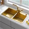 RKJDMSWJ Lavello da Cucina Dorato Lavello da Cucina a Doppia Vasca in Acciaio Inossidabile Nano Fatto a Mano Lavello da Cucina di Grande capacità con Dispenser di Sapone (Colore : D, Dimensioni : 78
