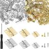 CiShow 120pcs connettori mini cerniere, 10 * 8/13 * 12/16 * 13 mm cerniere di testa cassetto, cerniera a cerniera per scatola di legno accessori fai da te con 320pcs viti, 160pcs chiodo e 1 cacciavite croce