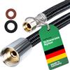 H2O-Flex Tubo doccia M15 x 1 e dado conico da 1/2, 2000 mm, tubo corazzato nero con treccia in nylon per rubinetti da cucina e rubinetti da bagno con doccetta estraibile, tubo di ricambio per doccetta