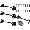 BieMian 4 ganci temporanei con occhiello, gancio per cabina, chiavistello in acciaio inox, per interni ed esterni, per cancello da giardino, serratura per porte in legno, colore nero (nero-4)