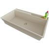PRIMAGRAN Lavello da Cucina Tutto Beige 88x53cm, Lavandino in Granito a 1 vasca + Sifone Classico, Lavabo da Cucina Incasso al Mobile 90cm - Oslo 90 Pocket S430